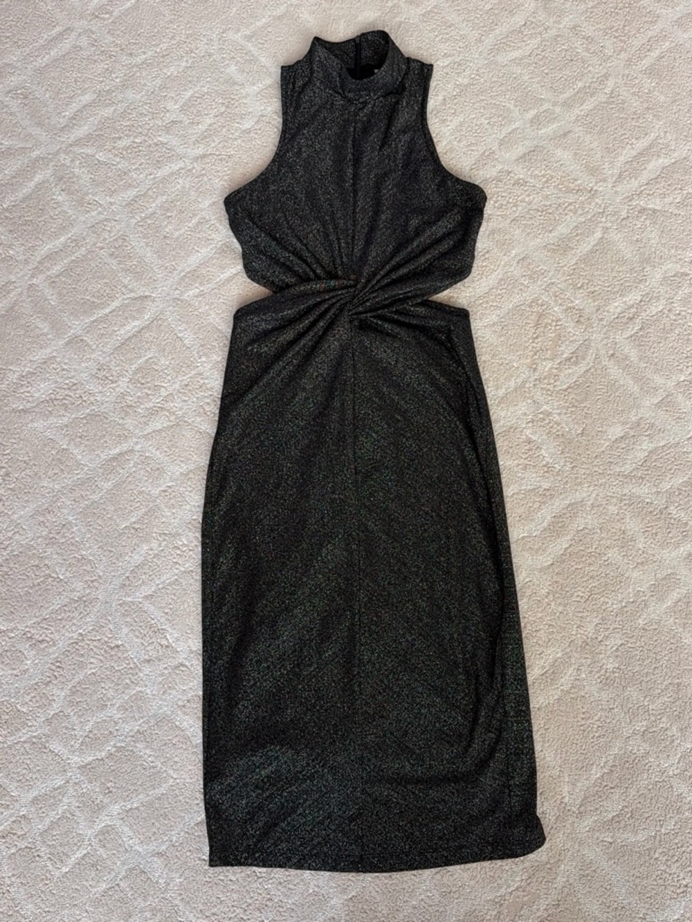 Gianni Bini Black Sparkle Twist-Cut Midi Dress